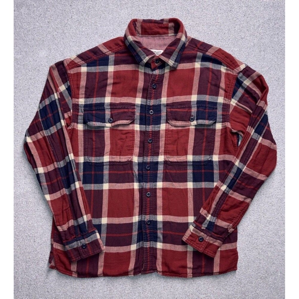 American Eagle Men's Small Red & Blue Plaid Heavyweight Flannel